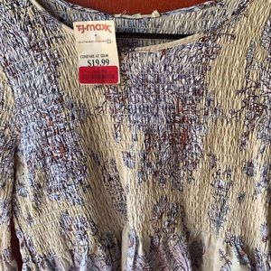 Cotton print bell sleeved top